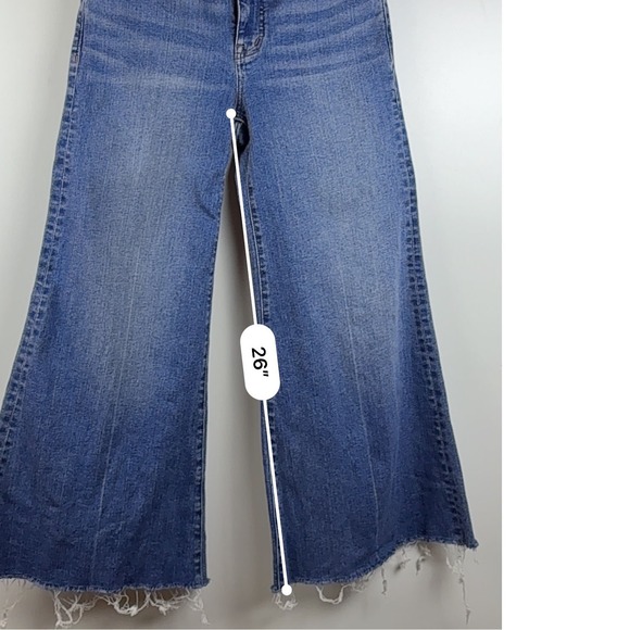 Madewell Flared Wide-Leg Jeans Medium Wash Raw Hem High Rise Women Size 27 - Picture 15 of 16